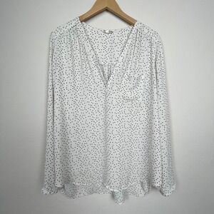 Pleione XL Blouse Cream Black Polka Dot‎ Closet Staple Workwear Office